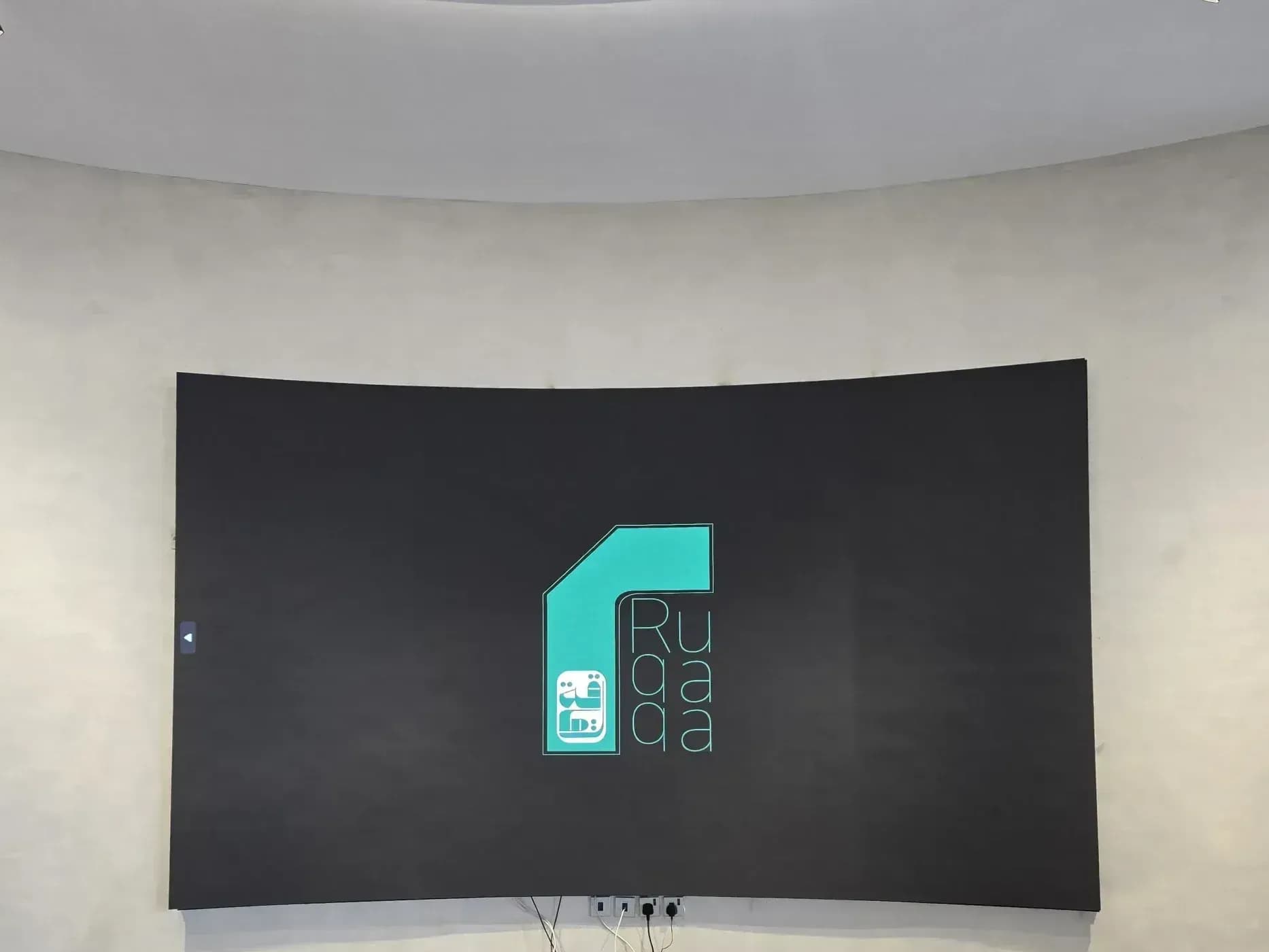 Curved LED Screen that we set to display Ruqaqa Logo. We installed this screen on one of our client's branches